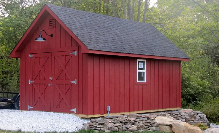 a custom shed with red paint