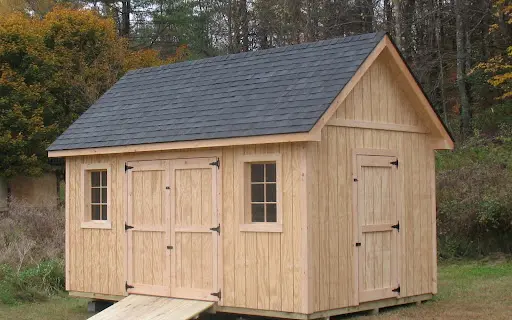 a shed with two sets of doors built in Sunderland Vermont