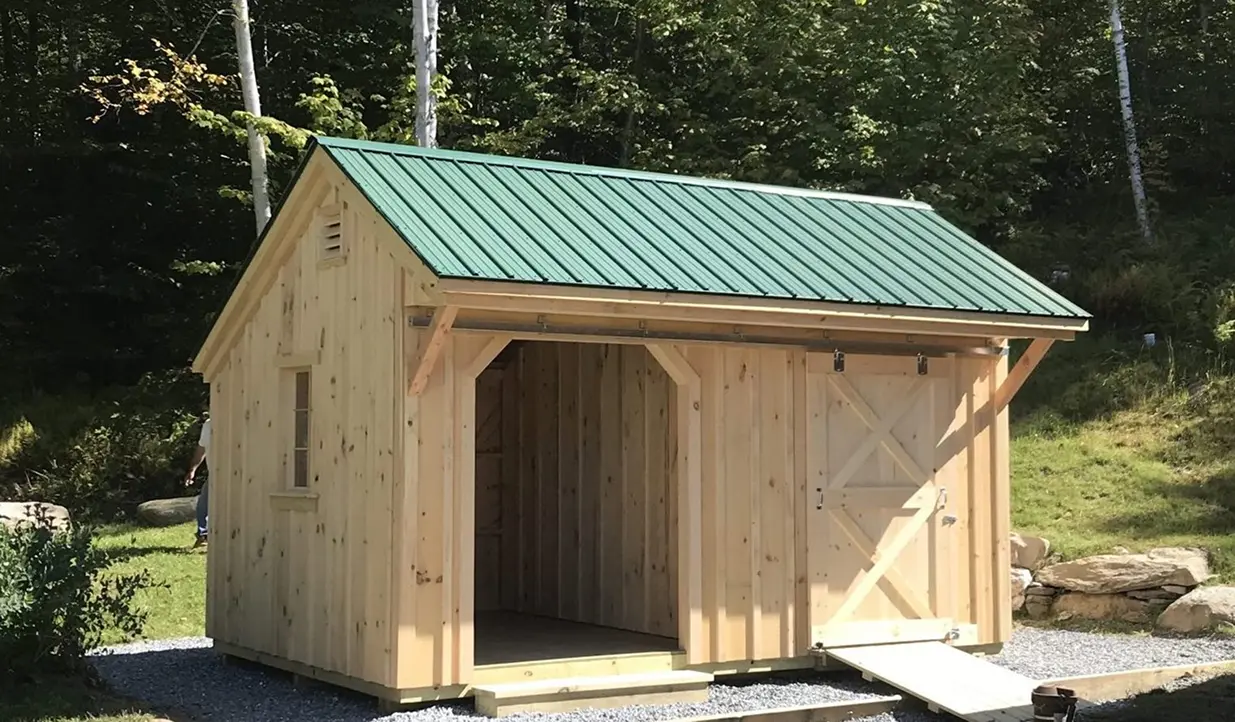 A saltbox shed built in Lincoln VT